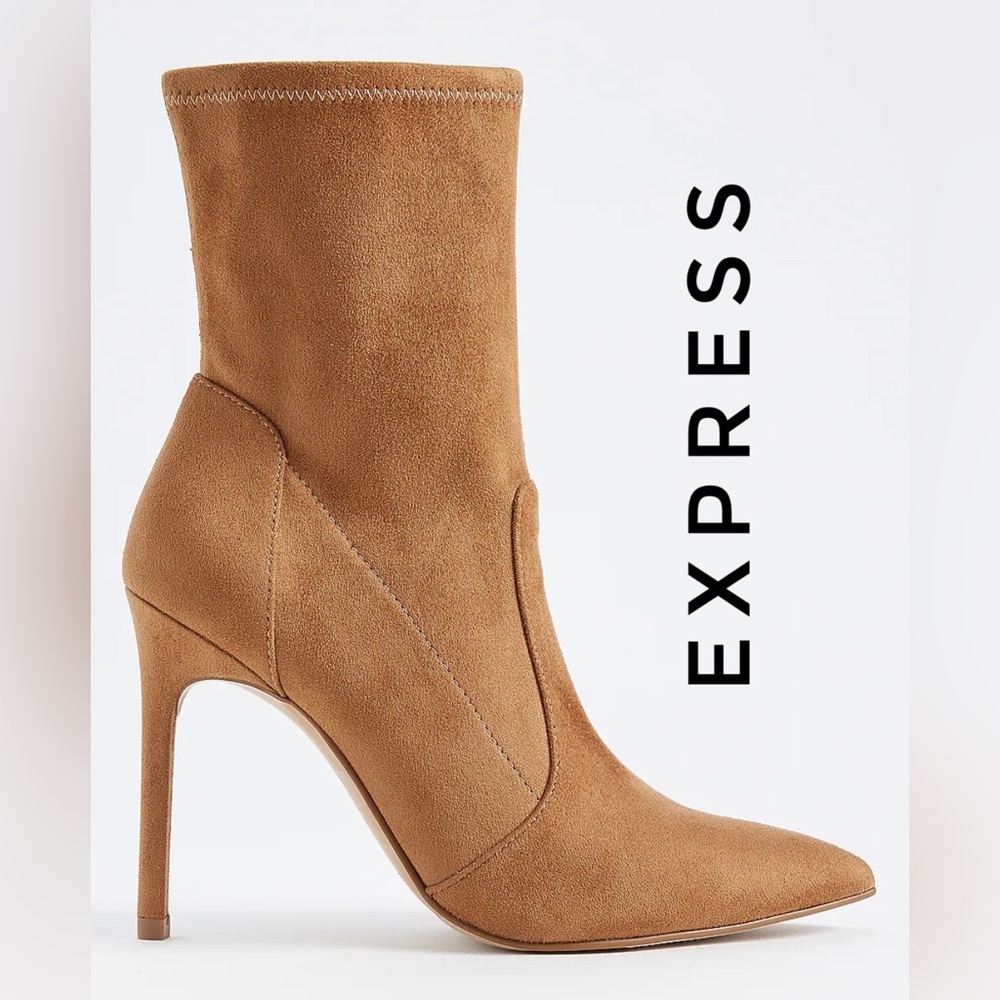 Suede Thin Heel Sock Booties